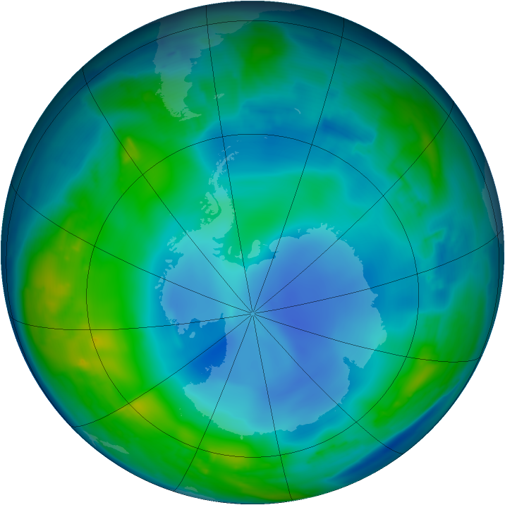 Antarctic ozone map for 30 May 2013